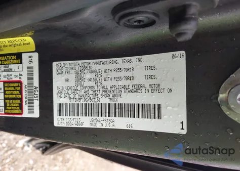 2016 Toyota Tundra Sr5 5.7L V8 из США, поврежденный, VIN 5TFDW5F10GX563161